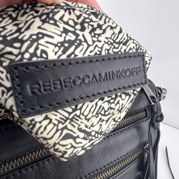 Rebecca Minkoff 3-Zip Front Leather Crossbody Bag Black Gunmetal - Picture 10 of 15